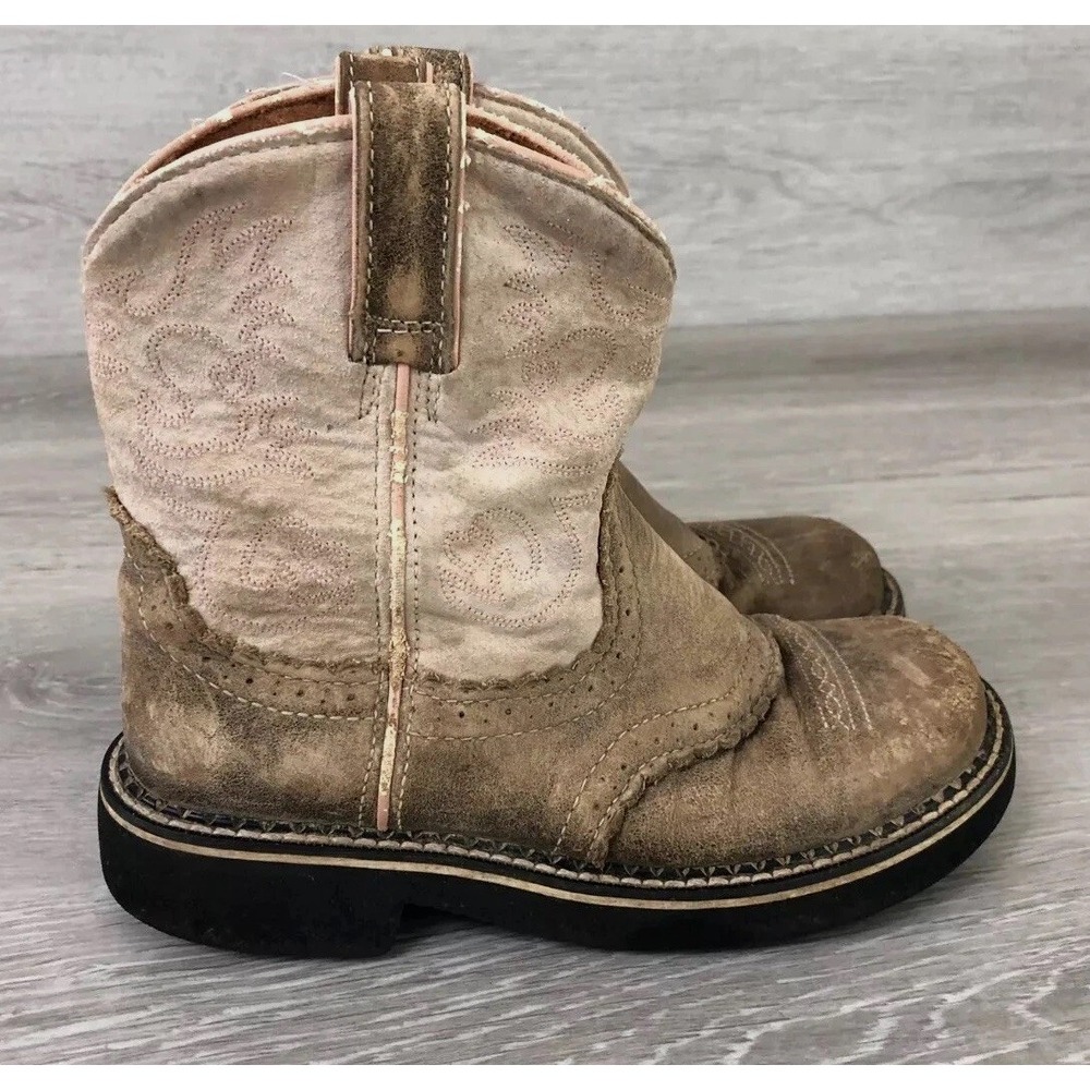 Ariat Fatbaby Girls Youth Western Pink Leather  2 Cowboy Pull On Cowgirl Boots‎